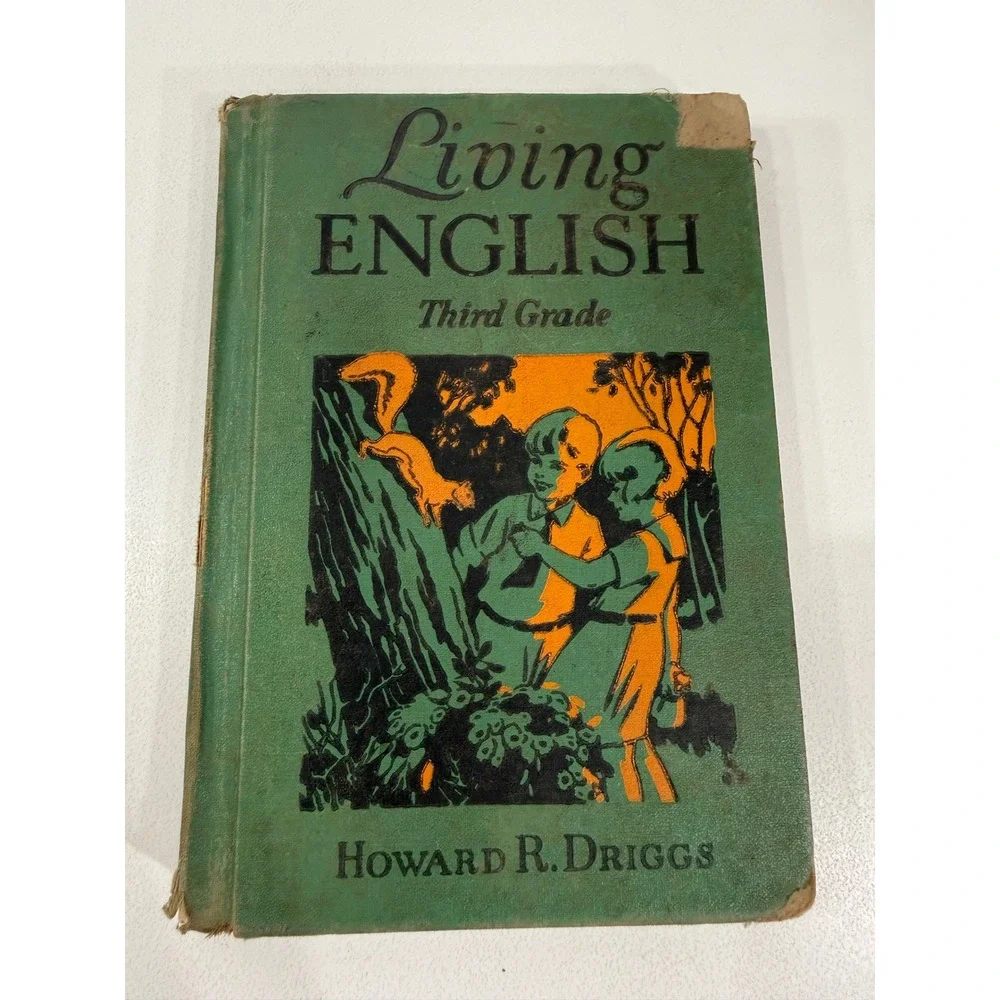 1936 Living English Books Howard R Driggs 3rd 4th Grade Vintage Textbooks Set 2